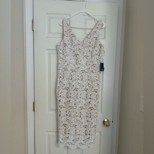 Marina Ivory Midi Lace Dress